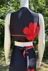 Vintage 1970s WRAP CROP TOP & SKIRT Set Outfit Black Red Disco Resort Bohemian