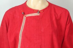 Antique Vtg Linen Hmong Tribal Ethnic Handmade Embroidered Wrap Coat Jacket L/XL