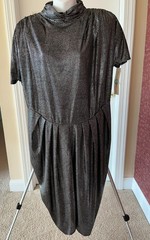 Vintage Tags 1980s Silver Black Flutter Slv Disco Dress 80s Size 20 ½ Curr 14-16