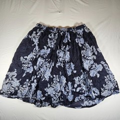 Vintage Jane Ashley Floral Cotton Midi Skirt Plus Size 3X Navy Blue Cottagecore