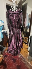 Vintage 80’s Loralie Original Purple & Black Taffeta Lace Punk Goth FL Dress 8