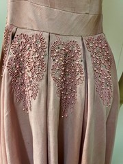 Vintage 1950s Beaded Hips Side Zipper Dusty Rose Faille Cocktail Dress Bust 34