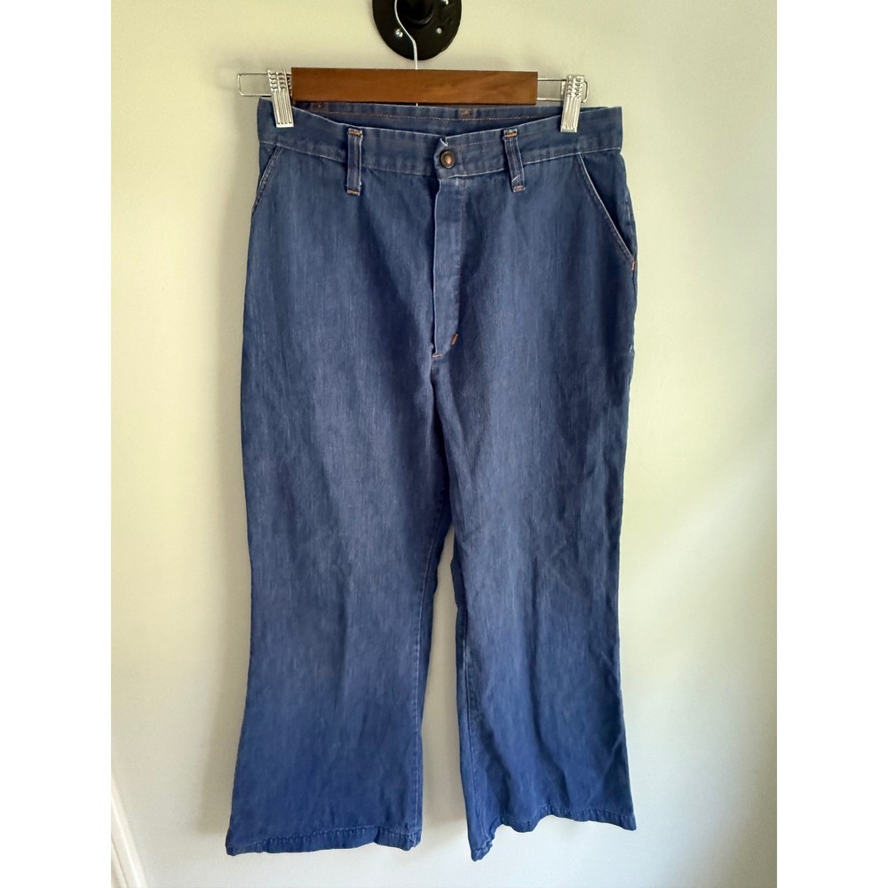 Vintage Sears High Waisted Wide Leg Jeans Medium Wash Denim 70s Retro 28×27