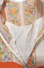 Vintage 70’s Handmade Orange & White Floral Long Prairie Maxi Lined Dress