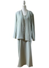 Vtg Ursula Of Switzerland Dress Womens Plus Size 18 Formal Sea Foam Coat Luxury