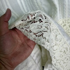 Vintage Dress 70s Gunne Sax Style Edwardian White Lace Cream High Neck Prairie S
