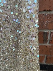 Vintage Cache 100% Silk XS 4 Beaded Halter Dress. Prom, Formal.