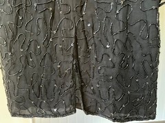 Vintage Dress Stenay Beaded Sequins Silk Black Size 16 NWOT