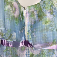 Vintage Dress XS Gingham Blue White Maxi Cottagecore USA Union Made Feminine