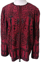 LAURENCE KAZAR L Beaded Jacket Burgundy Evening Formal 42″ Bust
