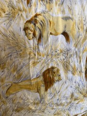 Hermès Paris Vintage Lion Safari Print Belted Polo Shirt Dress