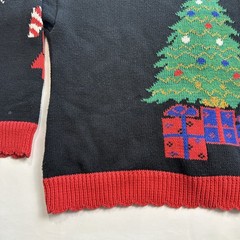 VTG 90s Ugly Christmas Sweater Candy Cane Button Cardigan Size L Santa Xmas Tree