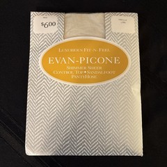Evan Picone Shimmer Sheer Control Top Pantyhose VANILLA Med VTG 9652 Sandalfoot