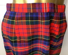 Vintage Homemade Wool Skirt Red Tartan Plaid Midi 28 Inch Waist Lined