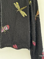 Vintage New Options Butterfly Dragonfly Maxi Dress Jacket Beaded Sequin Medium