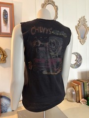 VTG 70s Glitter Skull Hot Rod Rats Hole Roach Double graphic muscle tee tshirt S