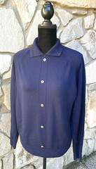 Vintage DUNEDIN Cardigan Sweater Large Navy Blue Gold Tone Buttons British Isle