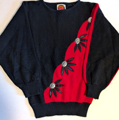 Vintage Miller Womens Sweater Southwest Concho Applique Black Red – Sz S