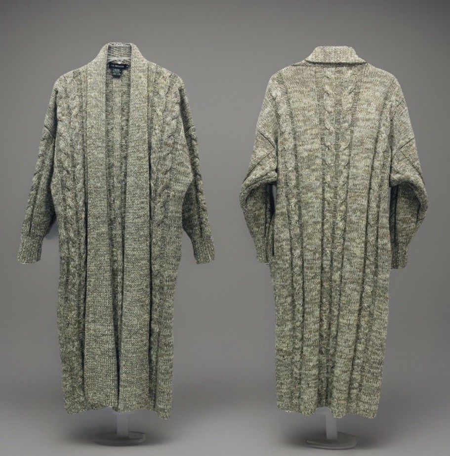 Vintage IB Diffusion Duster Cardigan Sweater Wool Blend Open Thick Cable Knit-M