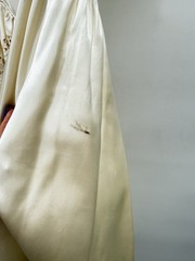 1930s Wedding Bridal Gown Ivory Liquid Satin & Embroidered Lace Train Handmade