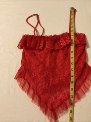 Vintage Midnight Hour Red Stretch Lace Cami Lingerie Top Sheer Women’s Small