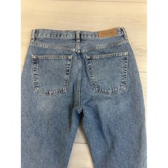 Topshop Wide Leg Jeans Blue Denim 31×32 Distressed Knee High Rise 90s