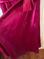Vtg 80s Deep Red Satin Puff Sleeve Prom Party Dress Bow Plus Size 18 XL