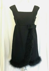NEW Vintage 1960’s LBD Baby Doll Cocktail Dress Size 7 Black Feathers Summer