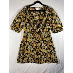 70s inspired hippie flower child pop art grunge mini babydoll dress with bow