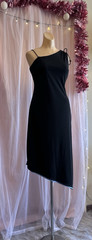 Vintage Y2K One Shoulder Midi Dress Black Blue Fairy Asymmetric Minimalist XS/S