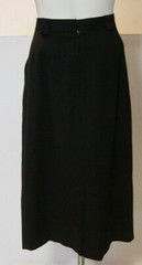 1980s Anne Klein II Womens Skirt Black 14 Wool Pleated Pocket Belt Loop Long Vtg