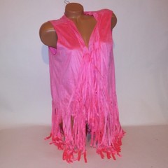 Halloween Costume 2X Pink Vest Fringe Rodeo Barbie Solid Cowboy Girly