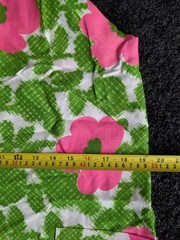 Vtg Made in Hawaii Hawaiian Bright Green Pink Flowers 2pc Set Playsuit 70s L/XL