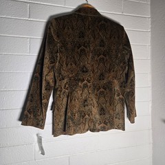 Vtg NWT Deadstock Harve Benard Paisley Velvet Blazer 14 Brown Dark Academia