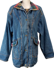 Vintage CURRENT SEEN Denim Jacket Coat Women’s M COTTON 80s 90s Oversize HIP HOP