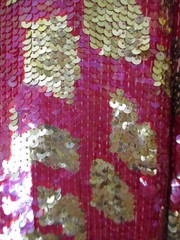 Vintage Le Mieux Sequin Jacket L Women Red Gold Silk