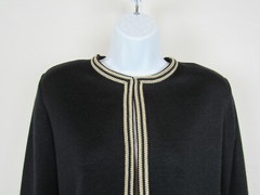VTG 1960s 70s JAMES KENROB BY DALTON BLACK KNIT SWEATER BLACK TAN TRIM