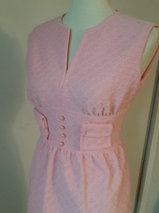 Vtg 60s70s Mod Gogo Mini Party Dress Pink Textured Sz9 Petite Carol Brent