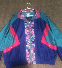Athletech Women’s XL Colorblock Abstract Vintage 80s 90s Zip Windbreaker Jacket