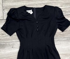 Robbie Bee Vintage Black Polyester Wool Dress Shoulder Pads Size 4