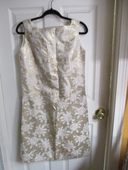 Vtg 1960s Gold Lamé Brocade Bombshell Wiggle Cocktail Dress Hand Made – M
