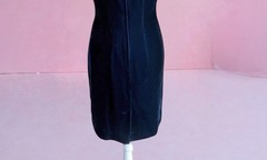 Vtg Ann Taylor Navy Blue Velvet Dress 90s Scalloped Whimsical Rayon Cocktail 4