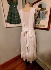 Vintage Home-made White Cotton Eyelet Pinafore Dress/Ankle Length Apron