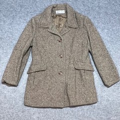 Julia Klein Vintage Brown Herringbone Wool Blend Coat Made in USA Womens Small