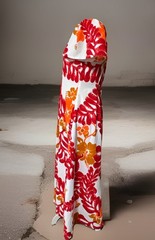 VTG Waltah Clarkes Hawaii Maxi Dress Tropical Floral Mod 60S Sz Sm Resortwear