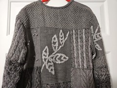 Sandy Starkman Sweater Cardigan Womens S Abstract Artsy Boho Gray EUC