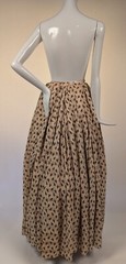 FULL VOLUME 1870’S GEOMETRIC PRINT CREPE BUSTLE SKIRT 
