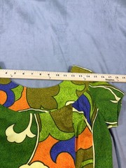 Vtg Ui Maikai Hawaiian Maxi Dress w/ Train Barkcloth 60s 70s Mod MCM Floral S
