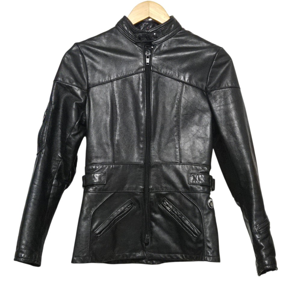 Vintage Taurus By Drospo Black Motorcycle Style Genuine Leather Women US 6