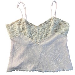Y2K 90s Coquette Vintage Jewels by SLT Pink Lace Camisole Floral Damask Top M